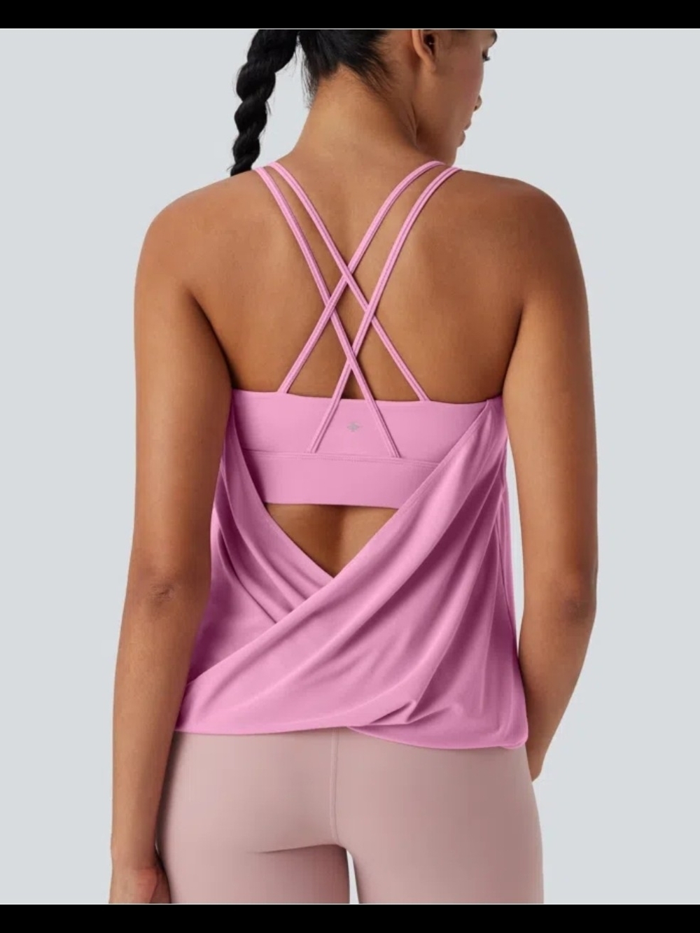 Double Straps Pleated Quick Dry Yoga Cami Top - "Pink Frosting"